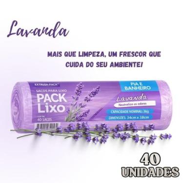 Imagem de Saco de Lixo Perfumado Pack Lixo 34 x 38cm 40Un Pia Banheiro Lavanda 1