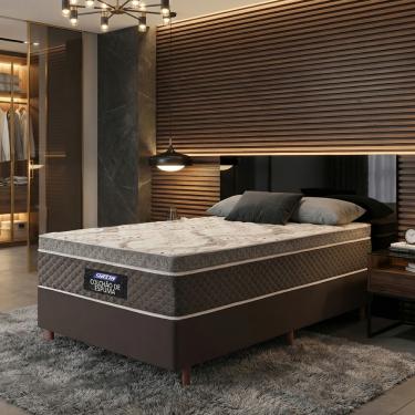 Imagem de Cama Box Solteiro 88cm Supreme Euro Gazin Base 2Cen - Marrom/Natural