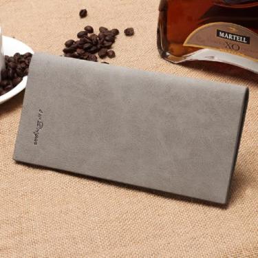 Imagem de Carteira Masculina Cinza Retrô, Multifuncional, Moda com Zíper, Carteira Casual de Couro PU, Presente Ideal para Homens