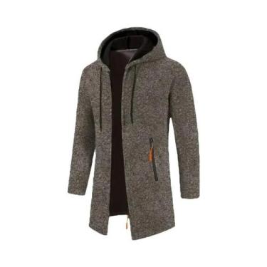 Imagem de Moletom Masculino Oversize Com Capuz E Zíper, Manga Longa, Cor Sólida,