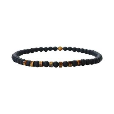 Imagem de Pulseira Masculina De Pedra Natural Olho De Tigre 4mm, Joias De Praia 