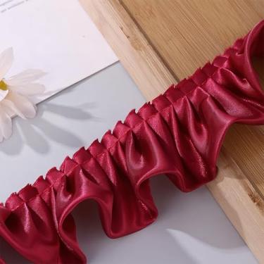 Imagem de Acabamento de tecido de cetim 3D com acabamento de babados de 8 metros, 2 camadas de fitas de tecido chiffon de corte plissado para costura, artesanato, cortina de vestido de casamento, suprimento de