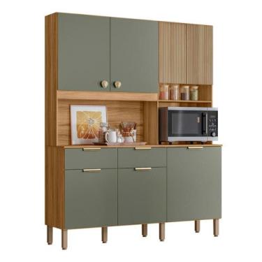 Imagem de Armario Cozinha Compacta Tropical 160cm 7 Portas e 2 Gavetas - Nicioli