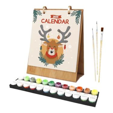 Imagem de Calendário de mesa 2026 | Calendário de mesa para colorir, 12 diferentes pinturas a óleo pintadas à mão, planejador criativo para escola, professor, casa, aula, trabalho, crianças, adultos