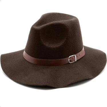 Imagem de Chapéu Fedora De Feltro Aba Média Maleável Cata Ovo Cowboy Rodeio Unissex Batateiro Marrom
