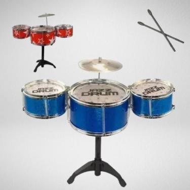 Imagem de Bateria Infantil 4 Tambores Com Baquetas e Para Menino Artistas Com Ga