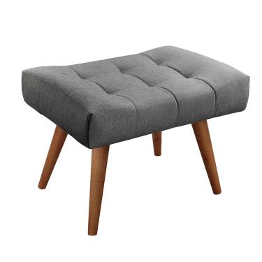 Imagem de Puff Banqueta Theo Madeira Maciça Castellar Móbile Linho Cinza
