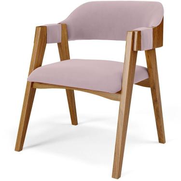 Imagem de Cadeira Para Sala De Jantar E Estar Living Estofada Suran L02 Suede Rosê - Lyam