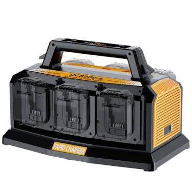 Imagem de Carregador de bateria 20V MAX para DeWalt, estação de carregamento rápido de 6 portas, substituição para baterias DeWalt 20V MAX e 60V FLEXVOLT, compatível com DCB104 DCB200 DCB204 DCB205 DCB606