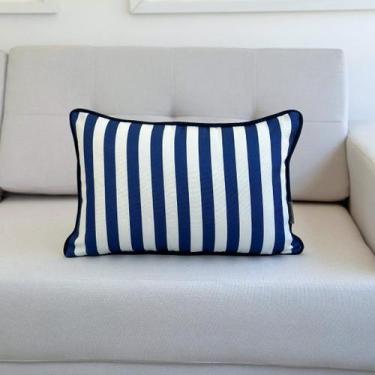 Imagem de Capa Almofada Linhão Listra Azul c/ Debrum 45x30 - AMOFADAS