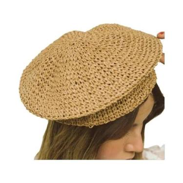 Imagem de Chapéu Beret De Palha Raffia Feminino Para O Verão, Estilo Francês Ele
