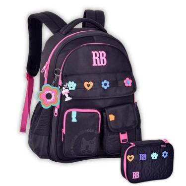 Imagem de Kit Rebecca Bonbon Mochila e Estojo Box Necessaire Girl Teen, Preto