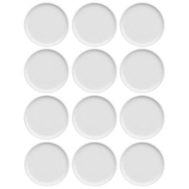 Imagem de Conjunto 12 Pratos de Sobremesa Porcelana Branca Redondos 18,5cm Bold 