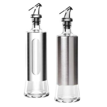 Imagem de Kit 2 Galheteiros Porta Azeite Vinagre Vidro Com Inox 300ml - RIO HOME