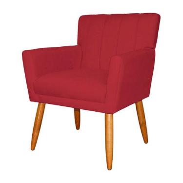 Imagem de Poltrona Decorativa Sala Cadeira Estofada c/ Pé palito Suede - Gold Ho