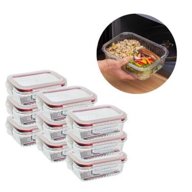 Imagem de Kit 9 Potes Tigelas Hermetico Vidro Canelado 1040ML Marmita - Belo Vid