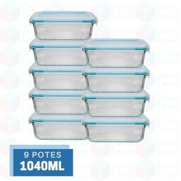 Imagem de 9 Pote Canelado Vidro Resistente 1040ml Airfryer Microondas - Belo Vid