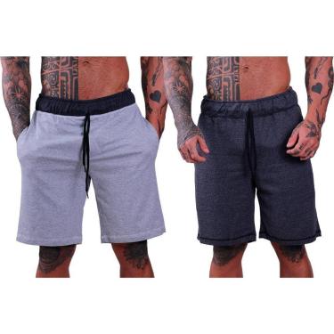 Imagem de Kit 2 Bermudas Moletom e Moletinho MXD Conceito Cores Diversas Opções Básica Para o Dia-Masculino