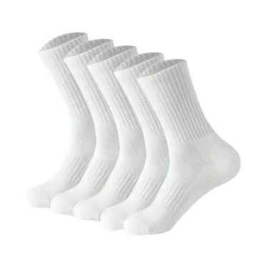 Imagem de Meias Esportivas Masculinas De Cor Sólida Neutra, Gola Redonda, Respir