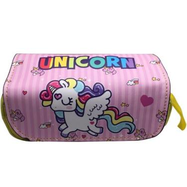 Imagem de Caixa de lápis Unicorn Pink de grande capacidade PU 21x7x10,5 cm - yiw