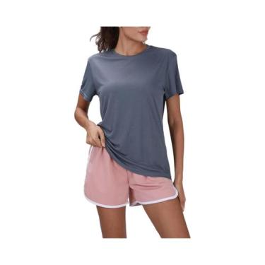 Imagem de Camiseta Esportiva Feminina Roxa De Secagem Rápida Ultraleve Com Manga