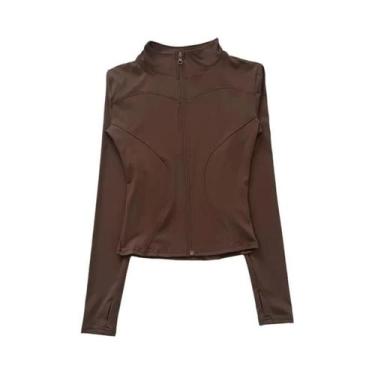 Imagem de Jaqueta Feminina De Treino De Secagem Rápida Com Elastano, Manga Longa