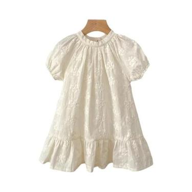 Imagem de Vestido De Princesa Para Meninas De 1 a 6 Anos, Algodão Com Renda E Bo