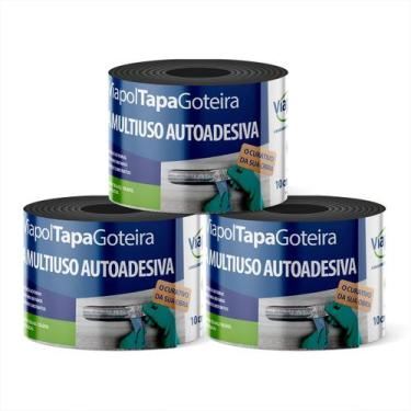 Imagem de Fita Adesiva P/ Vedação De Goteira Alta Adesividade 10cmx10m Kits - Vi