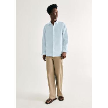 Imagem de Camisa Hering Masculina Slim Manga Longa Azul-Masculino