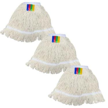 Imagem de Kit 3 Refil Mop Agua Úmido Loop Esfregão Algodão 340g Ponta Dobrada Co