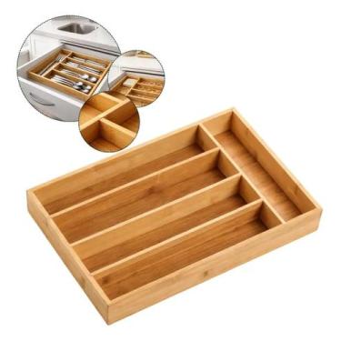 Imagem de Organizador de Talheres para Gaveta em Bambu 33x25x4cm Divisória Multi