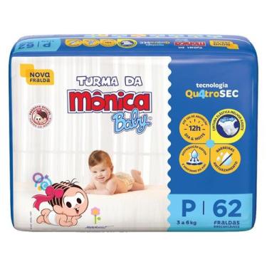 Imagem de Fraldas Descartáveis Turma Da Mônica Baby PCT Mega P c/ 62 Unidades, 1