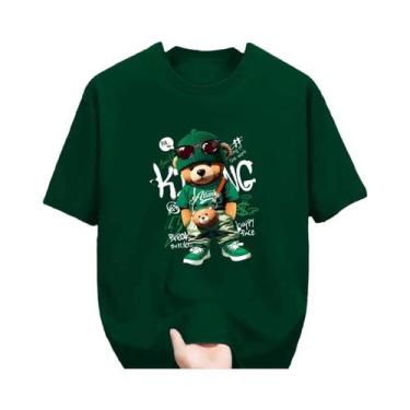 Imagem de Camiseta Masculina De Verão Em Algodão Com Estampa Geométrica De Urso,