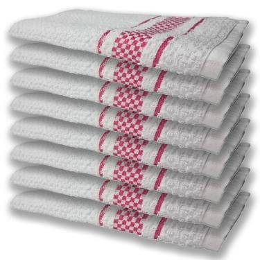 Imagem de 8 Panos De Prato Atoalhado Felpudo 370g/m² Premium Rosa