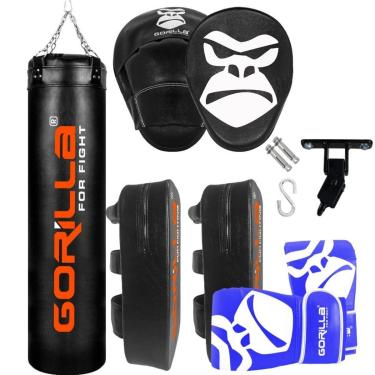 Imagem de Kit Saco De Pancada PRO 160 + Luva Pro + Manopla De Foco + Aparador + Suporte Articulado Gorilla-Unissex