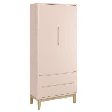 Imagem de Guarda Roupa Infantil New Classic 2 Portas Rosa Com Pés Madeira Natura