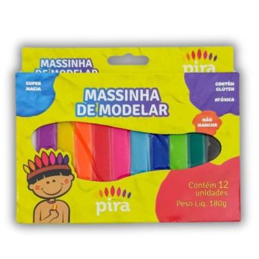 Imagem de Massinha de Modelar Infantil 180G 12 Cores Pira Piratininga com Textura