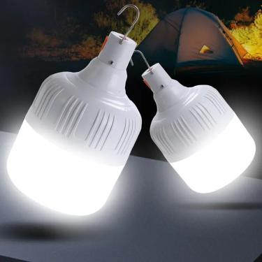 Imagem de Kit 2 Lâmpadas LED Recarregáveis 60W para Camping e Pesca com Bateria de Lítio USB Bran...