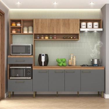 Imagem de Cozinha Compacta Modulada com Tampo 240cm 8 Portas e 1 Gaveta Inova Ye