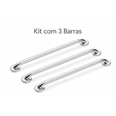 Imagem de Barra de Apoio Banheiro Inox 80cm Anticorrosiva NBR 9050 Idoso Gestant
