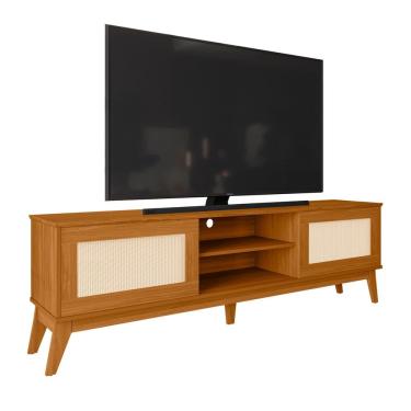 Imagem de Rack Bancada Para TV Até 65 Polegadas 1,80m 2 Portas Com Tela Rattan Cedro Cairo EDN