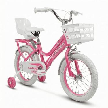 Imagem de Bicicleta KRW Infantil Aro 16 Lara Menina Aço Carbono Freio V-Brake com Rodas Laterais...