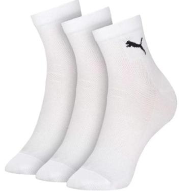 Imagem de Meia Puma Esportiva Cano Medio 3 Pares 4510 4740 Unisex, Branco, 39/43