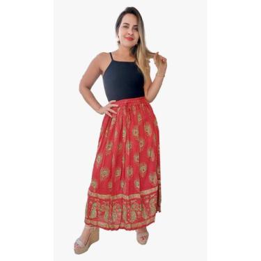Imagem de Saia Fashion Longa Indiana - Cod. 0103 - Aleci Fashion, Vermelho escur