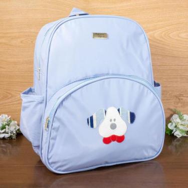 Imagem de Mochila maternidade bolso bordado azul claro - Era Uma Vez