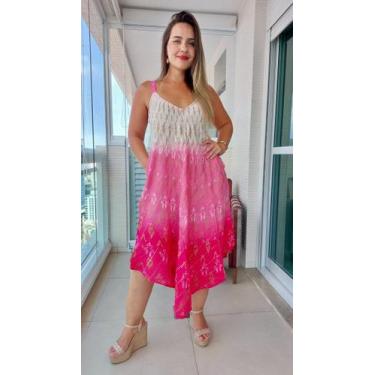 Imagem de Vestido Feminino Indiano Lurex Premium Alça c/ Regulagem e Bolsos Trap