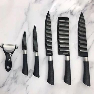 Imagem de Conjunto de Facas 6 Peças Aço Inox com Descascador Cabos em Pp Tpr e Abs para Cozinha P...