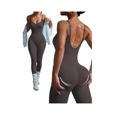 Imagem de Macacão De Yoga Feminino Sexy Sem Costura, Conjunto De Fitness Bodycon