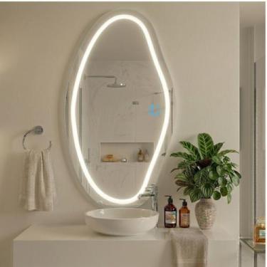 Imagem de Espelho Lopazzi Brisa com Led Jateado 110x50 Lapidado Para Sala,Banhei