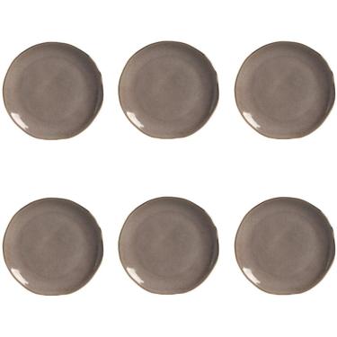 Imagem de Conjunto de Pratos de Sobremesa Shimeji Gold 6 Peças Orgânico Cerâmica Cinza Porto Brasil